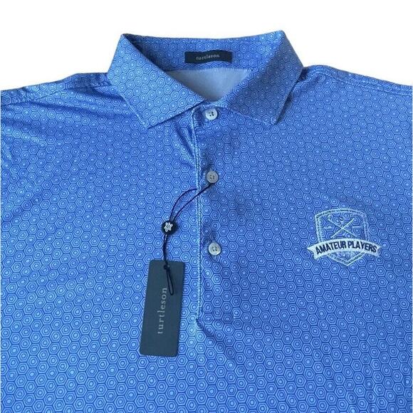 NWT Turtleson Vincent Tortoise Shell Performance Polo Amateur Players Blue Med - Picture 1 of 10